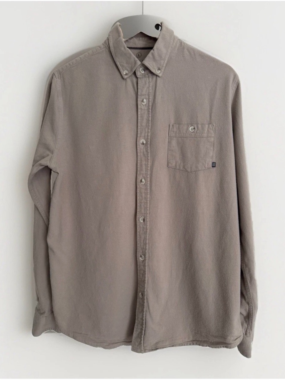 Free Fly Shirt Mens Large Long Sleeve Button Down Bamboo Blend Pocket Beige